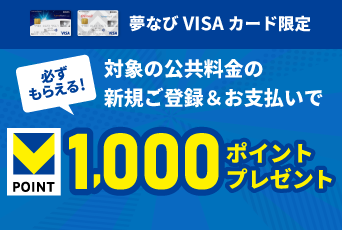 【キャンペーン情報】対象の公共料金決済を新規ご登録＆ご利用いただくと、Vポイント1,000ポイントをプレゼント！